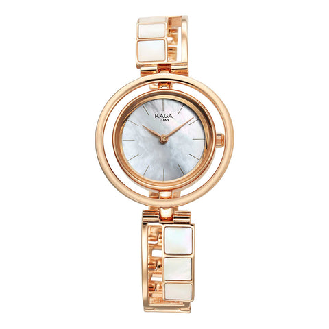 Titan Raga Power Pearls Mother-of-Pearl Dial Women’s Watch – Metal Bracelet | 95232WM01