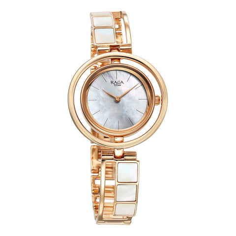 Titan Raga Power Pearls Mother-of-Pearl Dial Women’s Watch – Metal Bracelet | 95232WM01