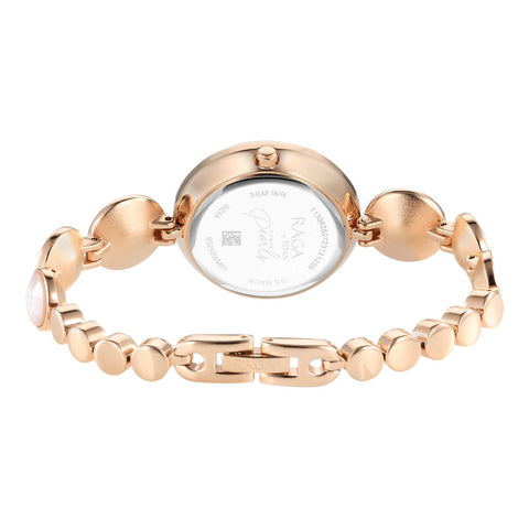 Titan Raga Power Pearls Quartz Women’s Watch – Faceted Mother-of-Pearl Dial & Bracelet | 95250WM01
