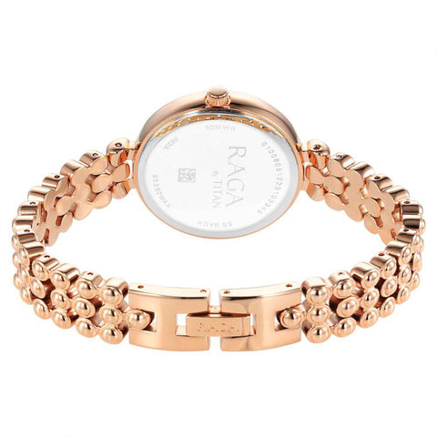 Titan Raga Showstopper Quartz Analog Rose Gold Dial Women’s Watch | Metal Bracelet | 95262WM01