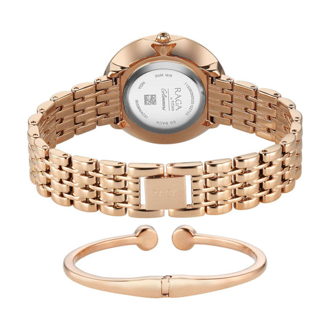Titan Raga Glimmers Quartz Analog Mother of Pearl Dial Women’s Watch – Rose Gold Metal Bracelet | 95336WM01