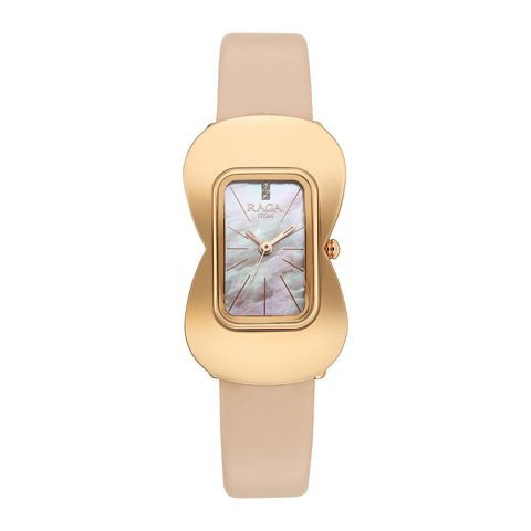 Titan Raga Glimmers Quartz Analog Pink Mother of Pearl Dial Women’s Watch | Pink Leather Strap | 95340WL01