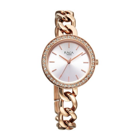 Titan Raga Showstopper Quartz Analog Silver Dial Women’s Watch | Metal Bracelet | 95361WM01