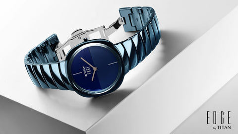 Titan Edge Squircle Quartz in Atlantic Blue with Glossy Ceramic Unisex Watch | 1841QC04