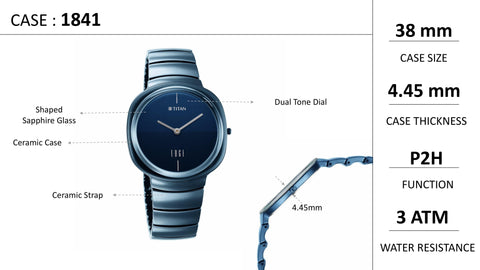 Titan Edge Squircle Quartz in Atlantic Blue with Glossy Ceramic Unisex Watch | 1841QC04