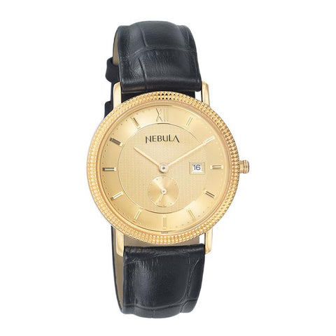 Titan Nebula Vintage 18k Gold Analog Leather Strap Watch for Men | 620DL03